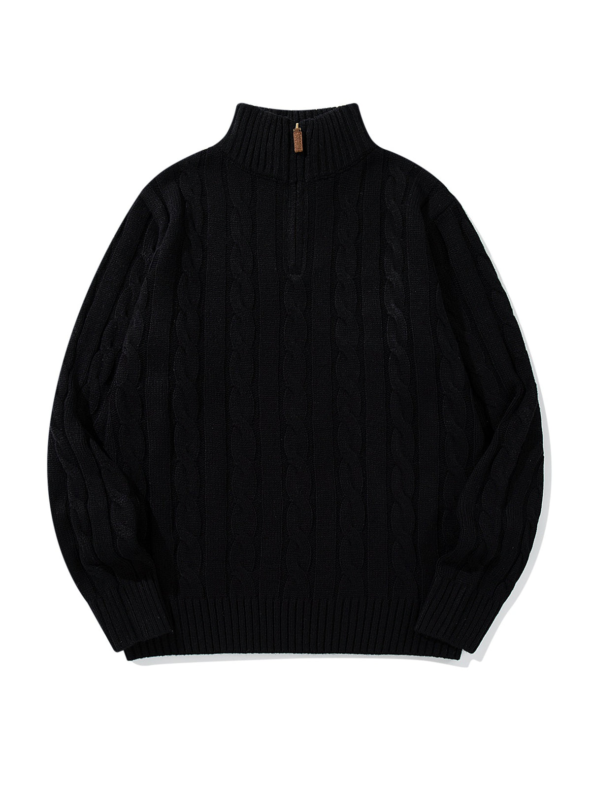 Half-Zip High Neck Cable Knit Sweater