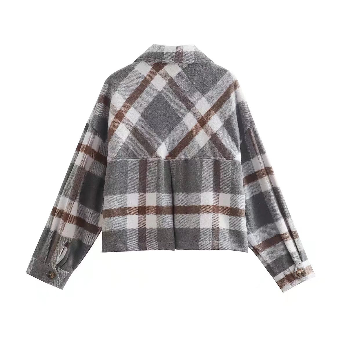 Casual Fashion Design Elegant Shirts Plaid Jackets Women's Autumn Trendy Street Short Coat New Clothes