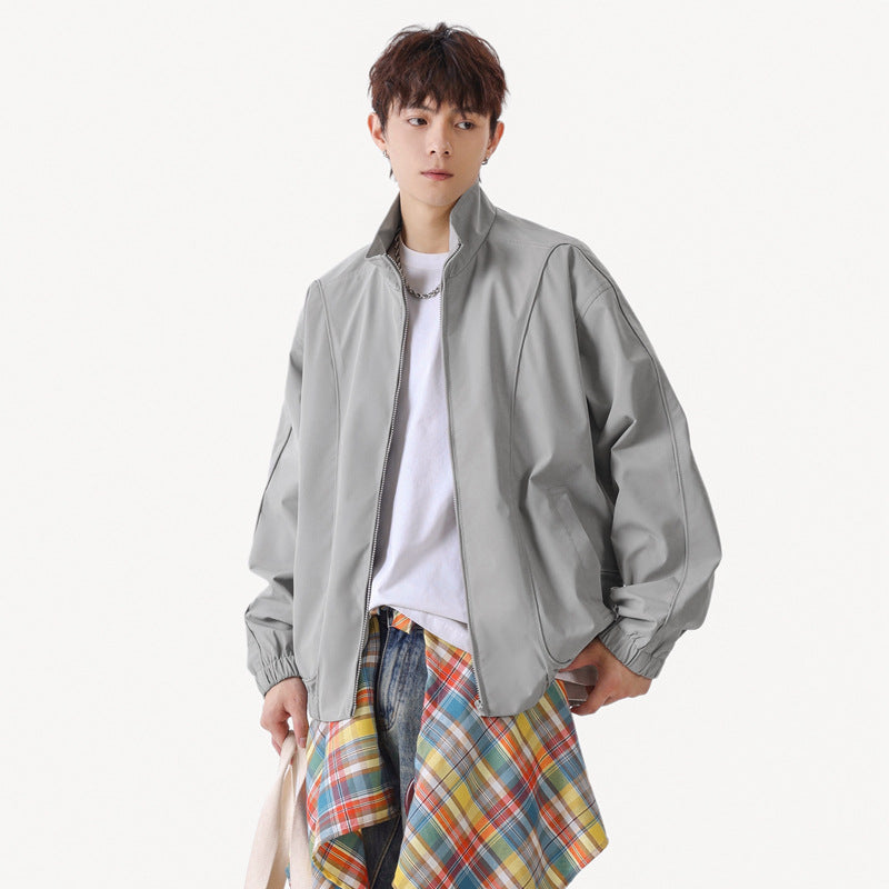 Men's Casual Minimalist Water-Repellent Stand Collar Loose Bomber Jacket