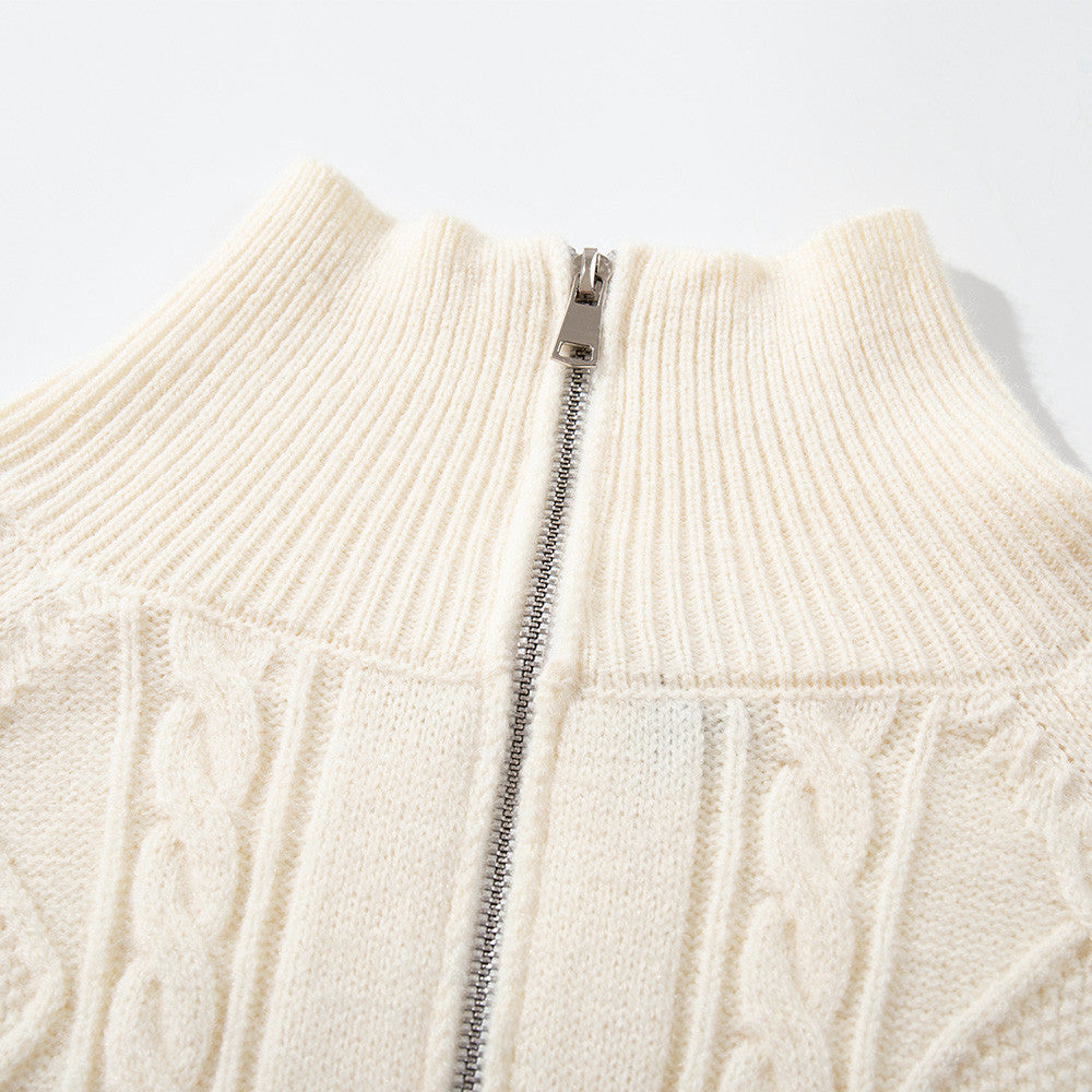 Half zip high neck sweater