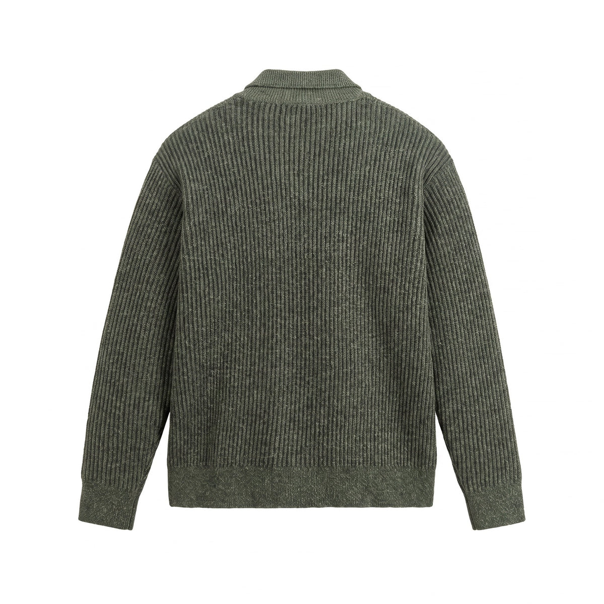 Textured Loose Knit Shirt with Polo Collar