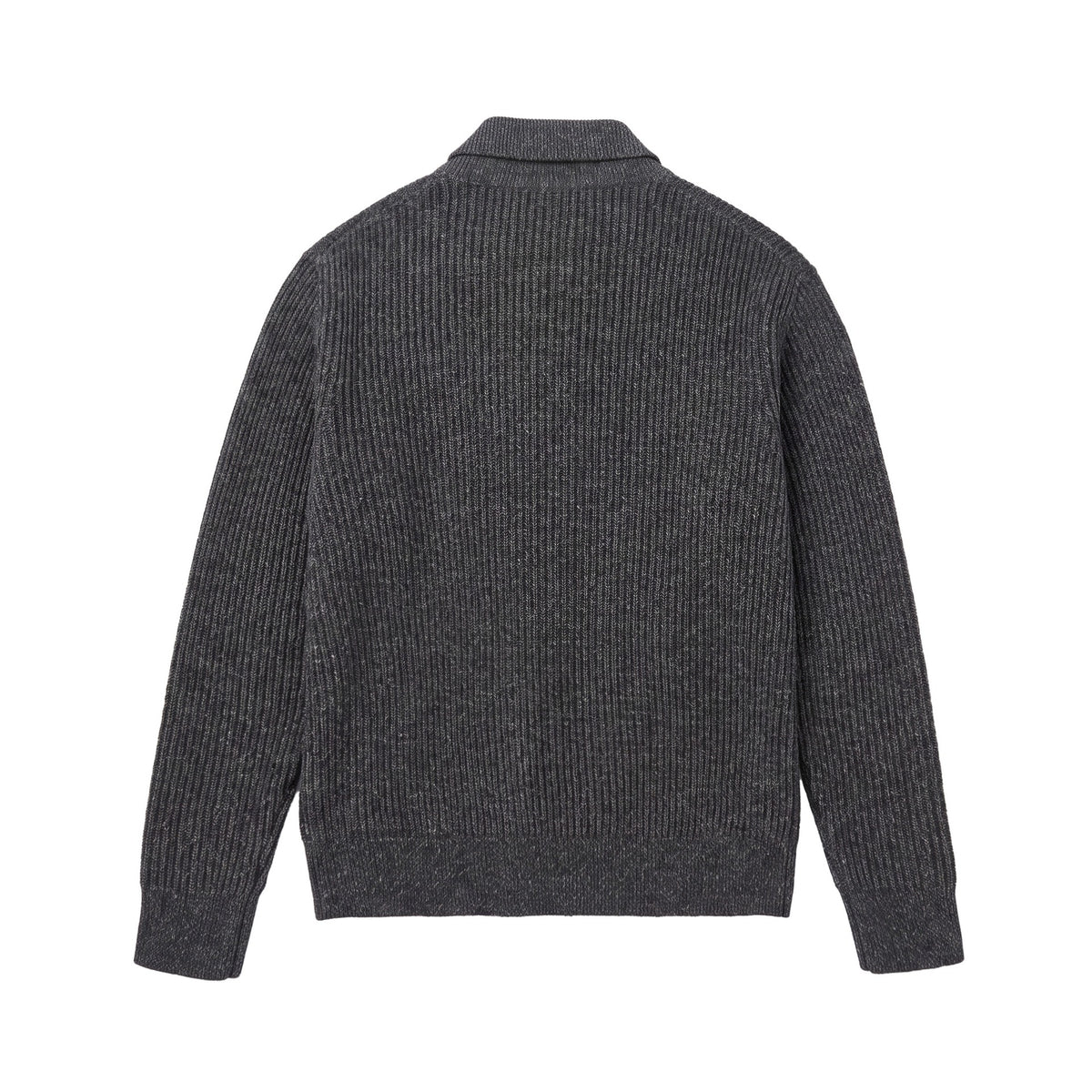 Textured Loose Knit Shirt with Polo Collar