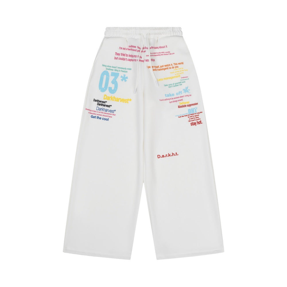 Letter printed casual pants