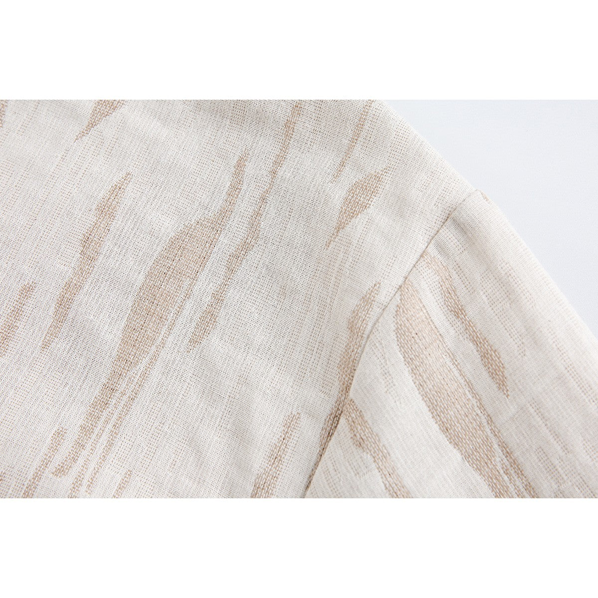 Textured Linen-Cotton Cuban Collar Shirt Men's Short Sleeve Shirt