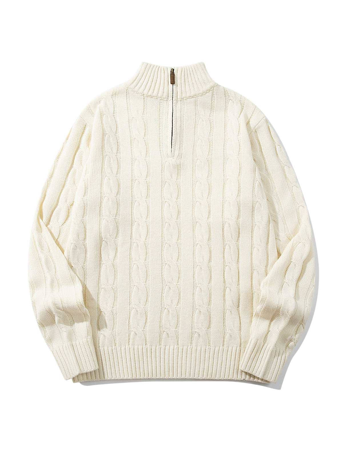 Half-Zip High Neck Cable Knit Sweater