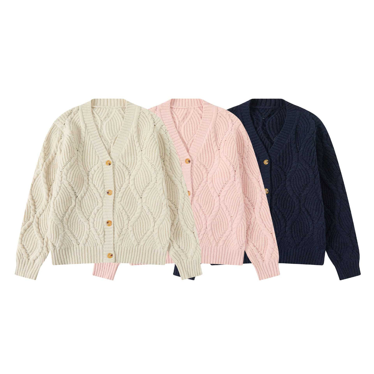 Openwork Knit Cardigan Sweater Unisex Relaxed Fit