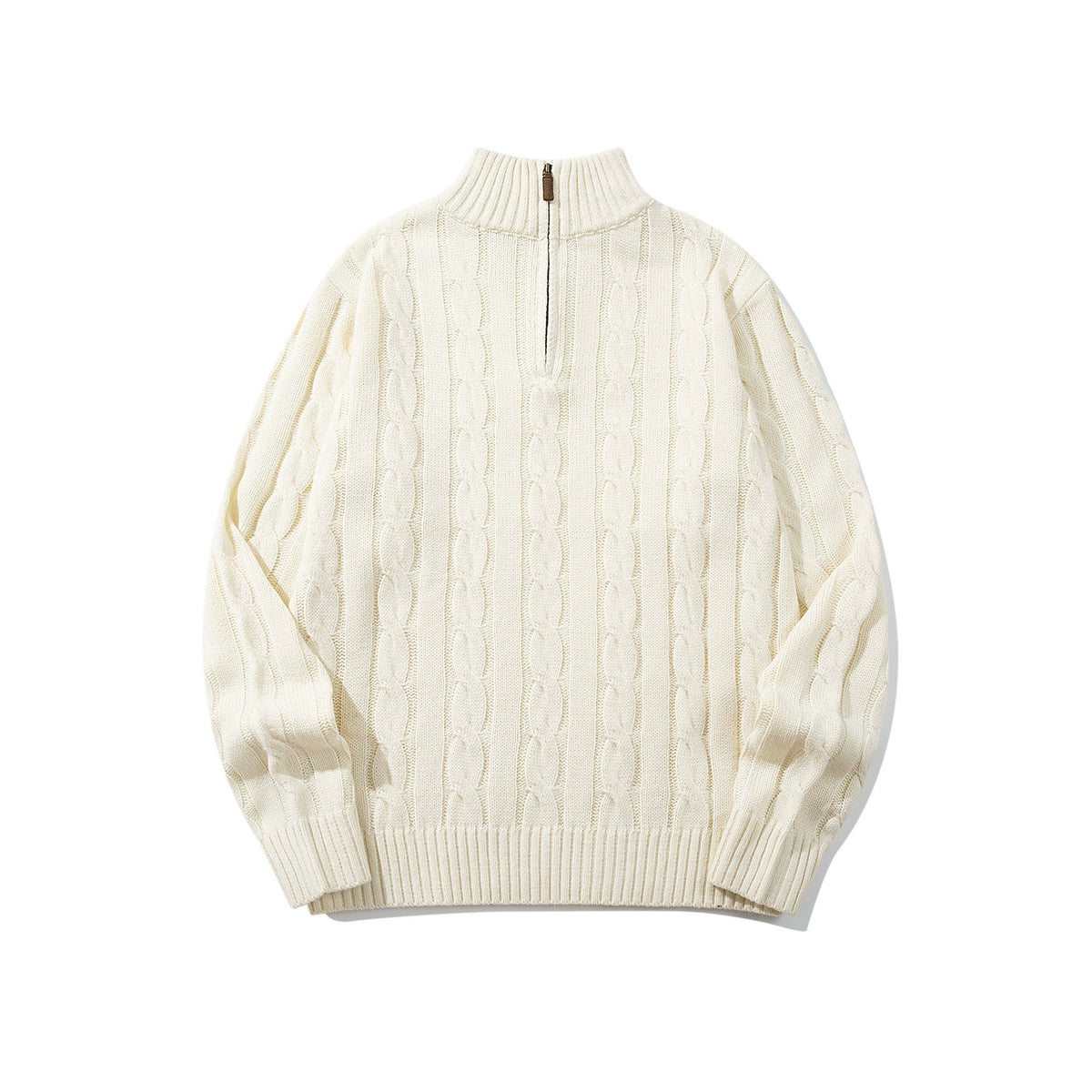 Half-Zip High Neck Cable Knit Sweater