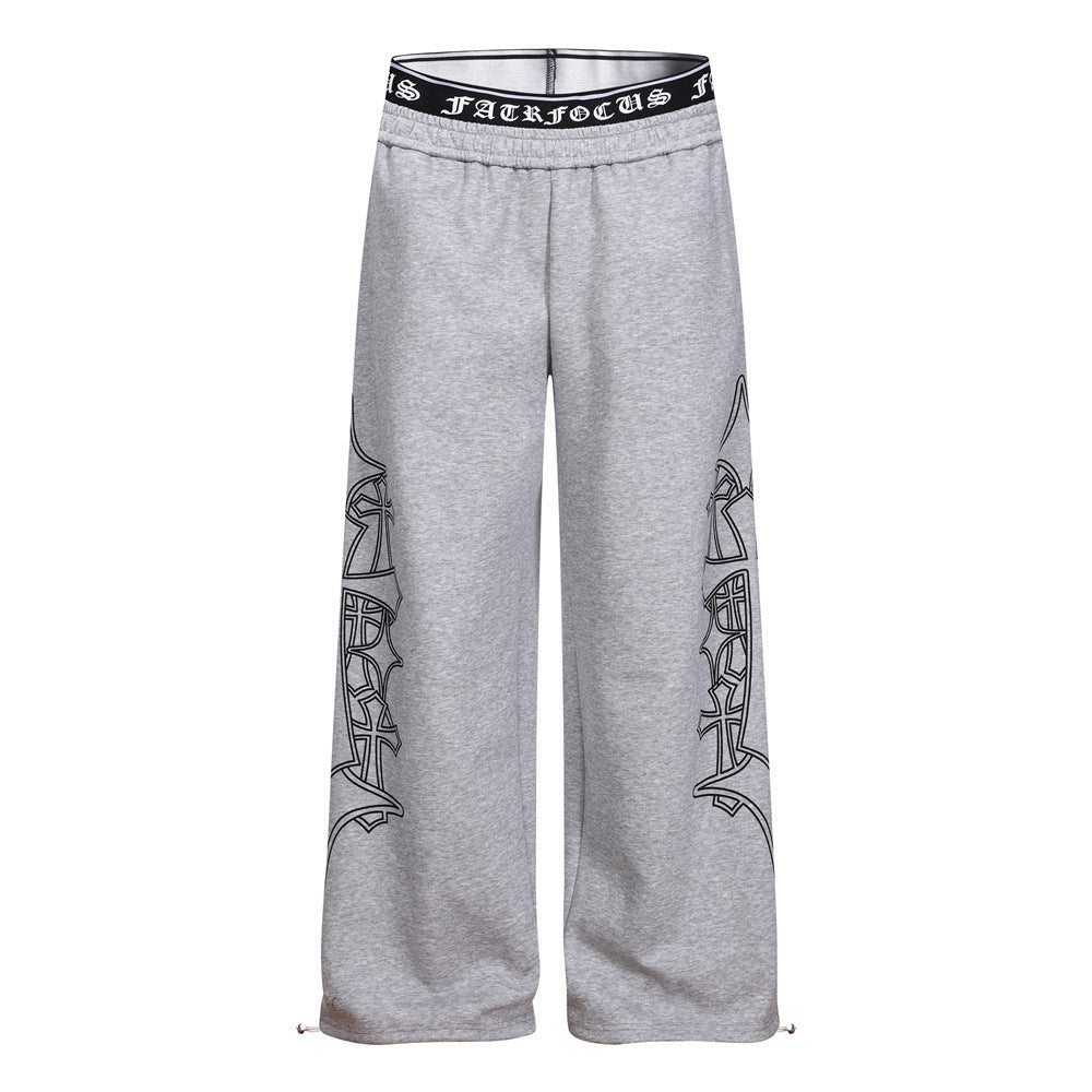 Cross printed casual pants