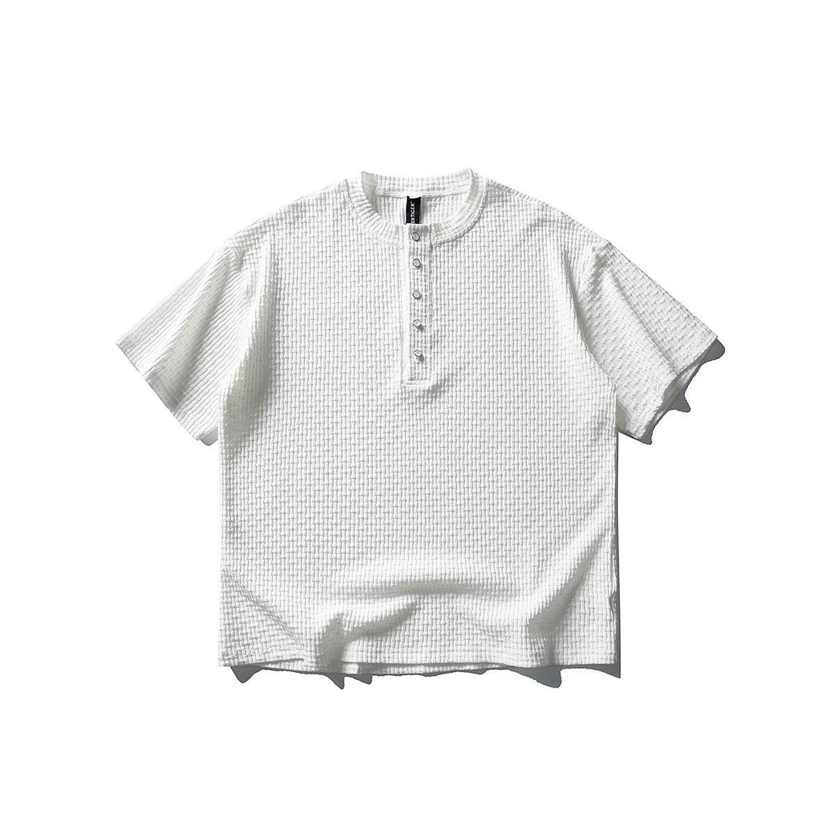 Henley Neck Knit Shirt for Men, Casual Textured Premium Look Short Sleeve