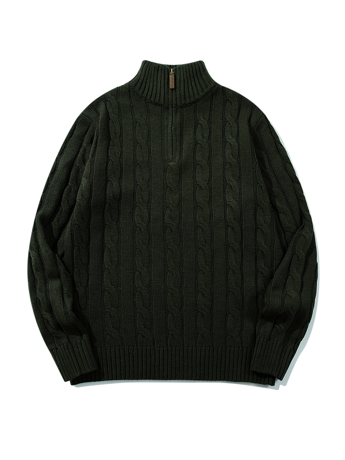 Half-Zip High Neck Cable Knit Sweater
