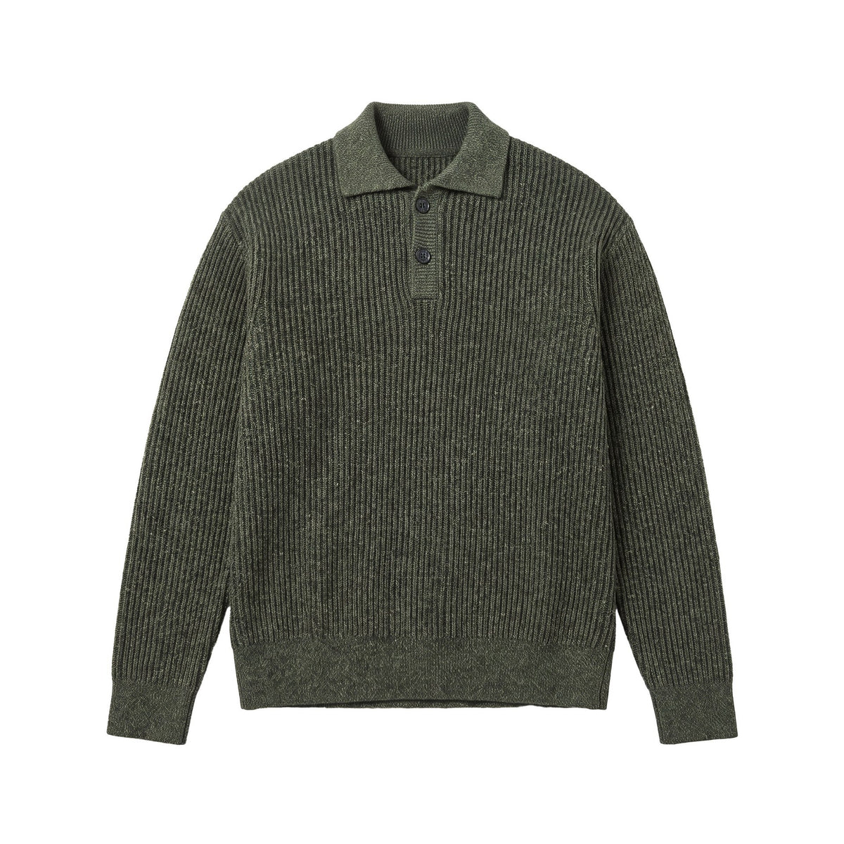 Textured Loose Knit Shirt with Polo Collar