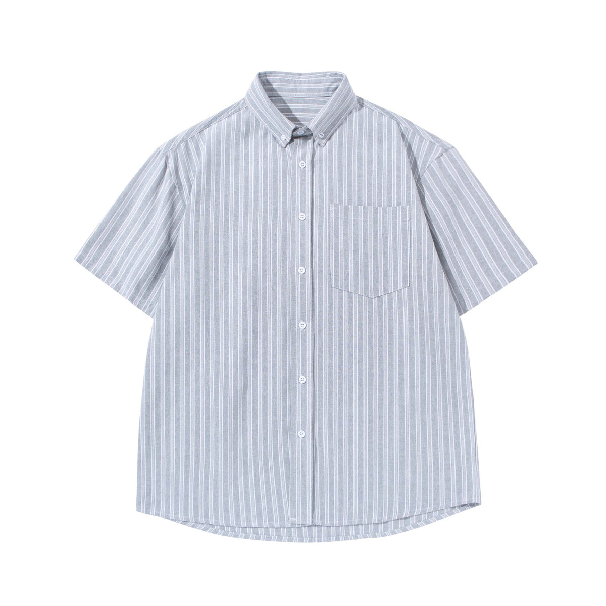 Minimalist Oxford wide striped short sleeved shirt for men