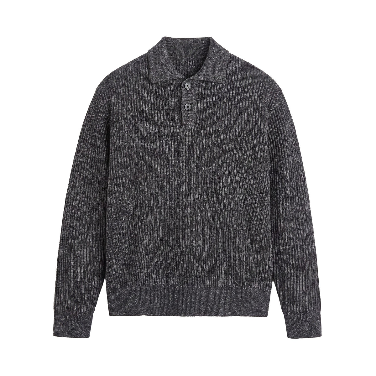Textured Loose Knit Shirt with Polo Collar