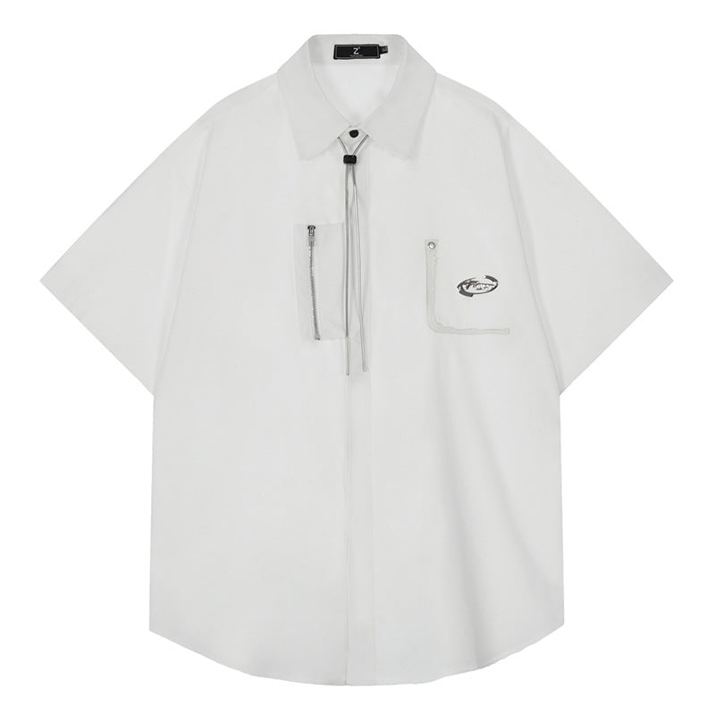 Short Sleeve Shirt for Men Summer Casual Stylish White and Pink Shirts