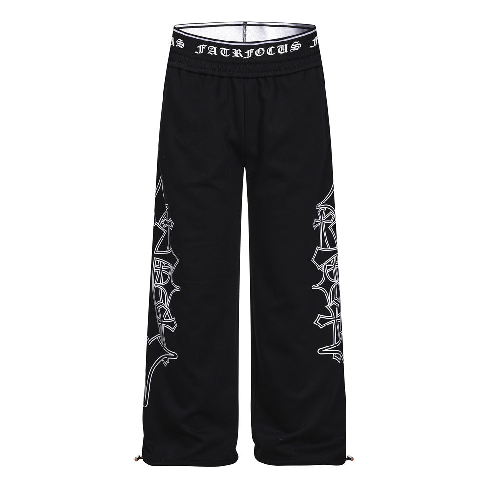 Cross printed casual pants
