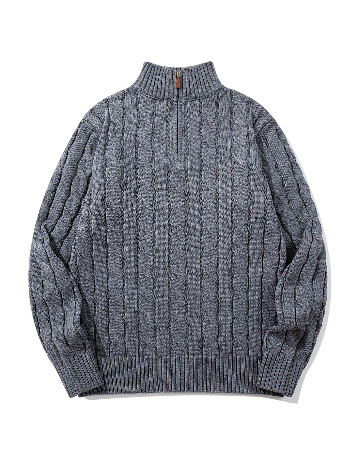 Half-Zip High Neck Cable Knit Sweater