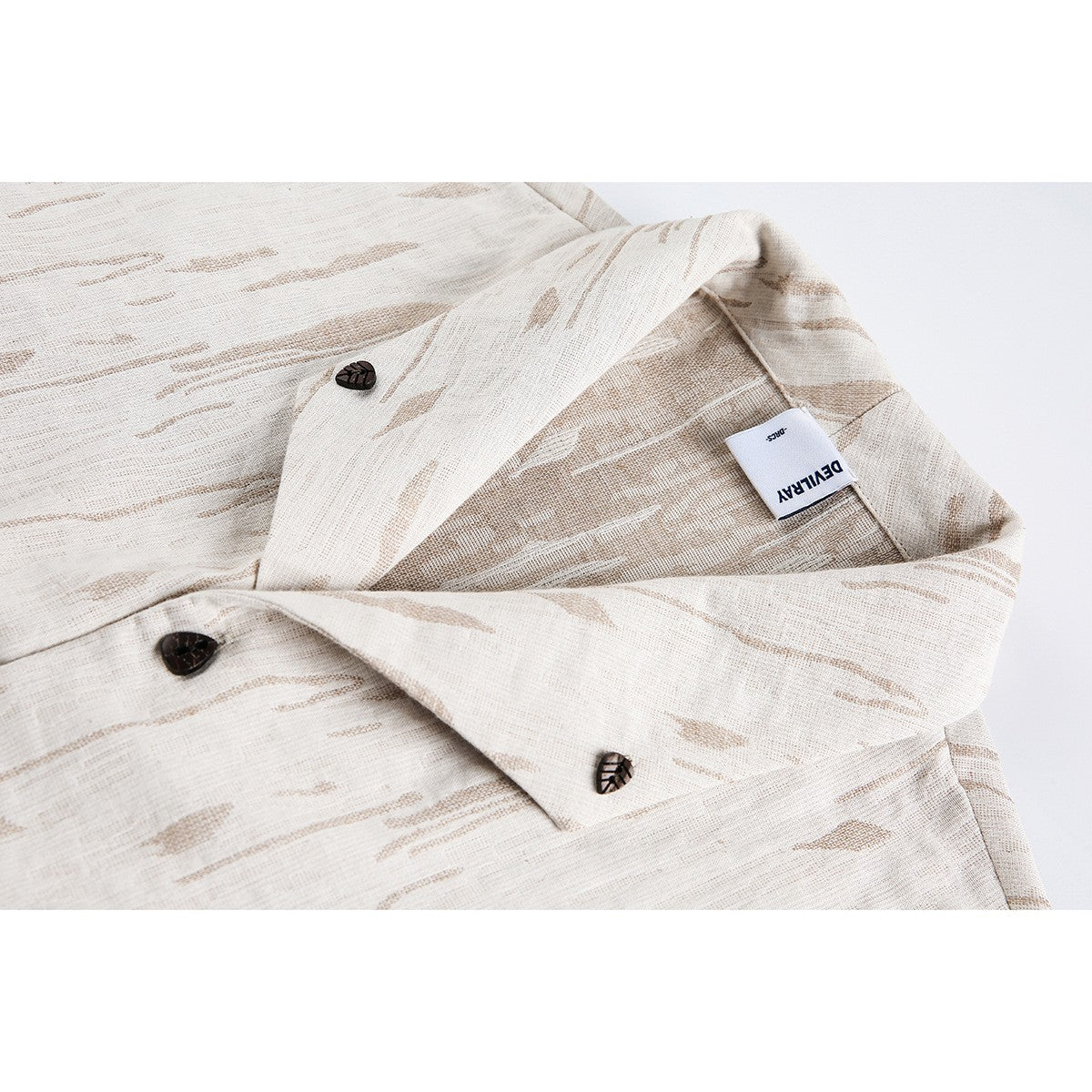 Textured Linen-Cotton Cuban Collar Shirt Men's Short Sleeve Shirt