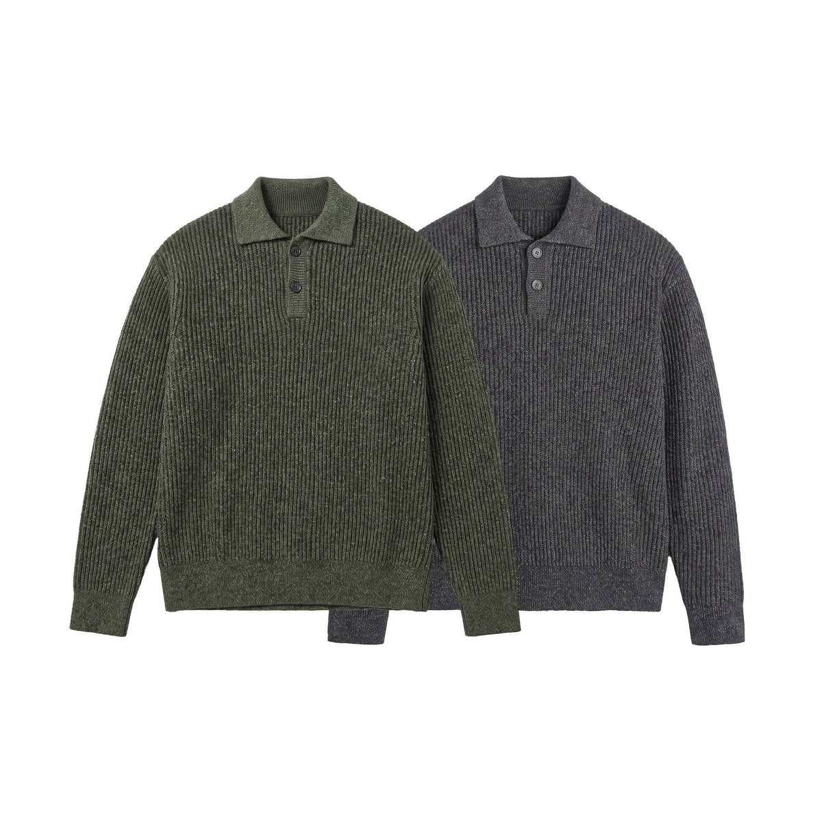 Textured Loose Knit Shirt with Polo Collar
