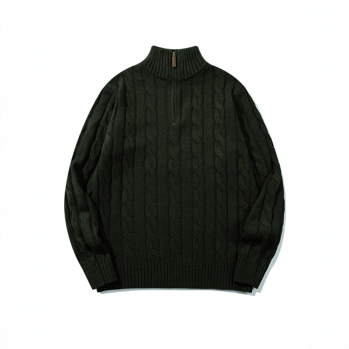 Half-Zip High Neck Cable Knit Sweater