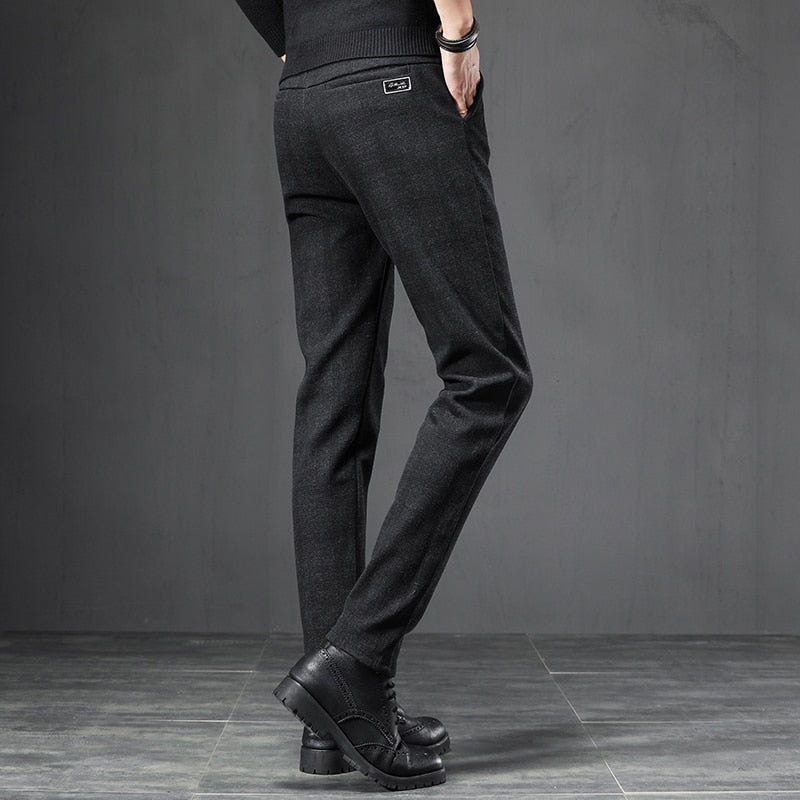 Spring Autumn England Plaid Work Stretch Pants Men Business Fashion Slim Fit Grey Blue Casual Pant Male Brand Trousers 38