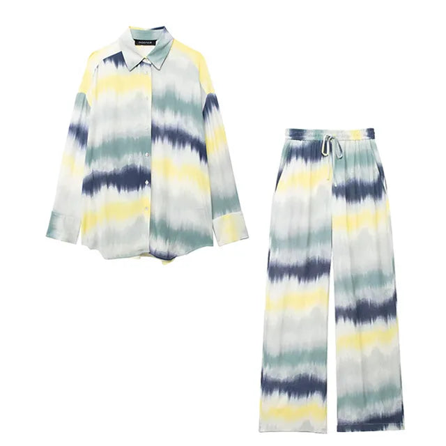 Tie dyed printed shirts and casual pants