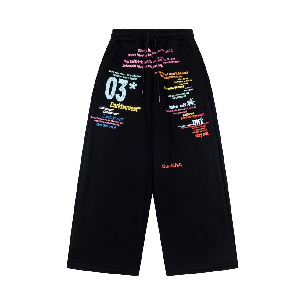 Letter printed casual pants
