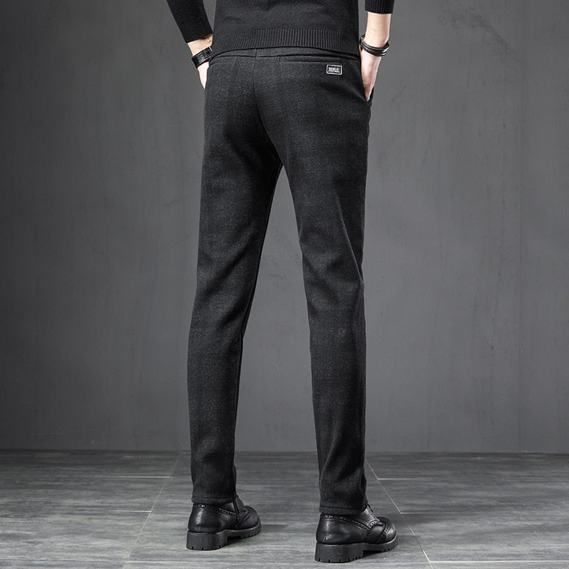 Spring Autumn England Plaid Work Stretch Pants Men Business Fashion Slim Fit Grey Blue Casual Pant Male Brand Trousers 38