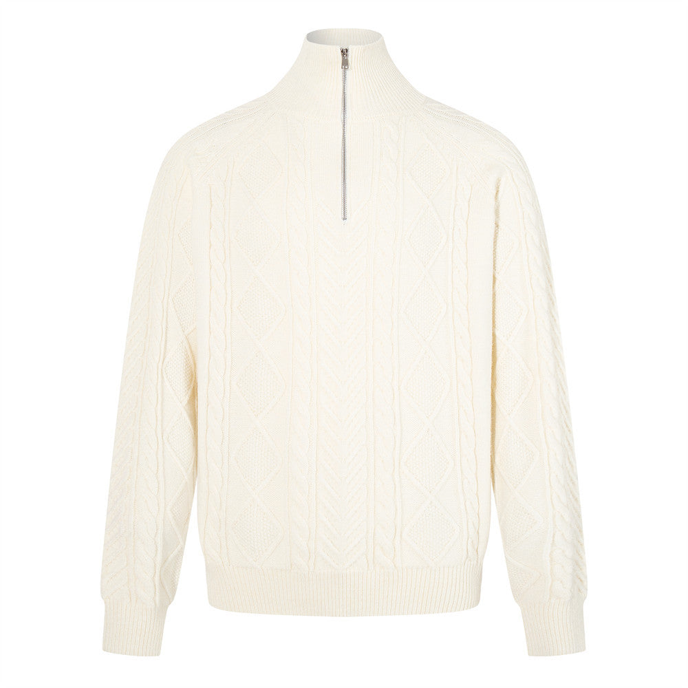 Half zip high neck sweater