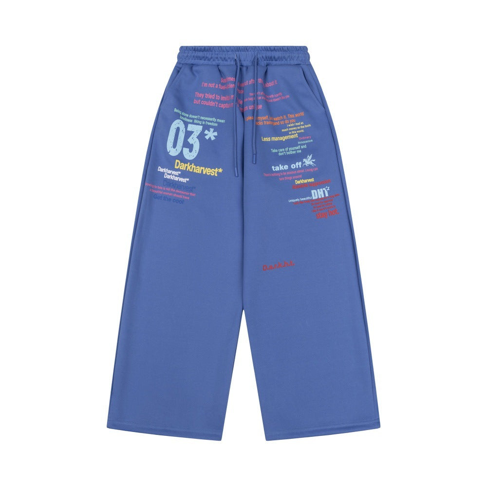 Letter printed casual pants