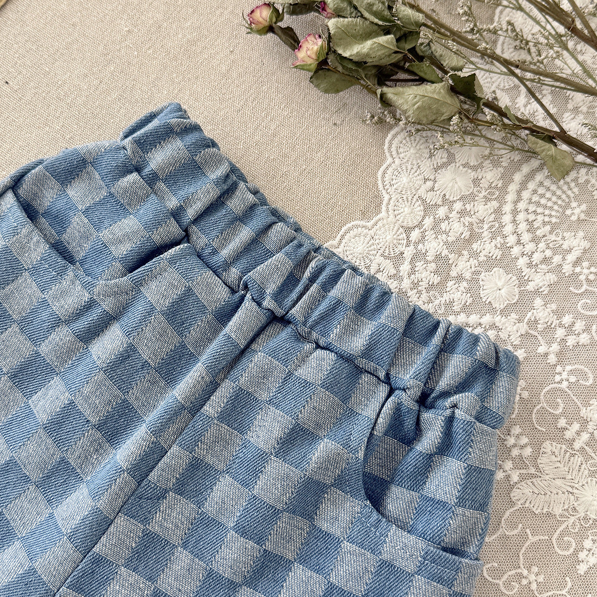 Checkered pants for children's casual pants