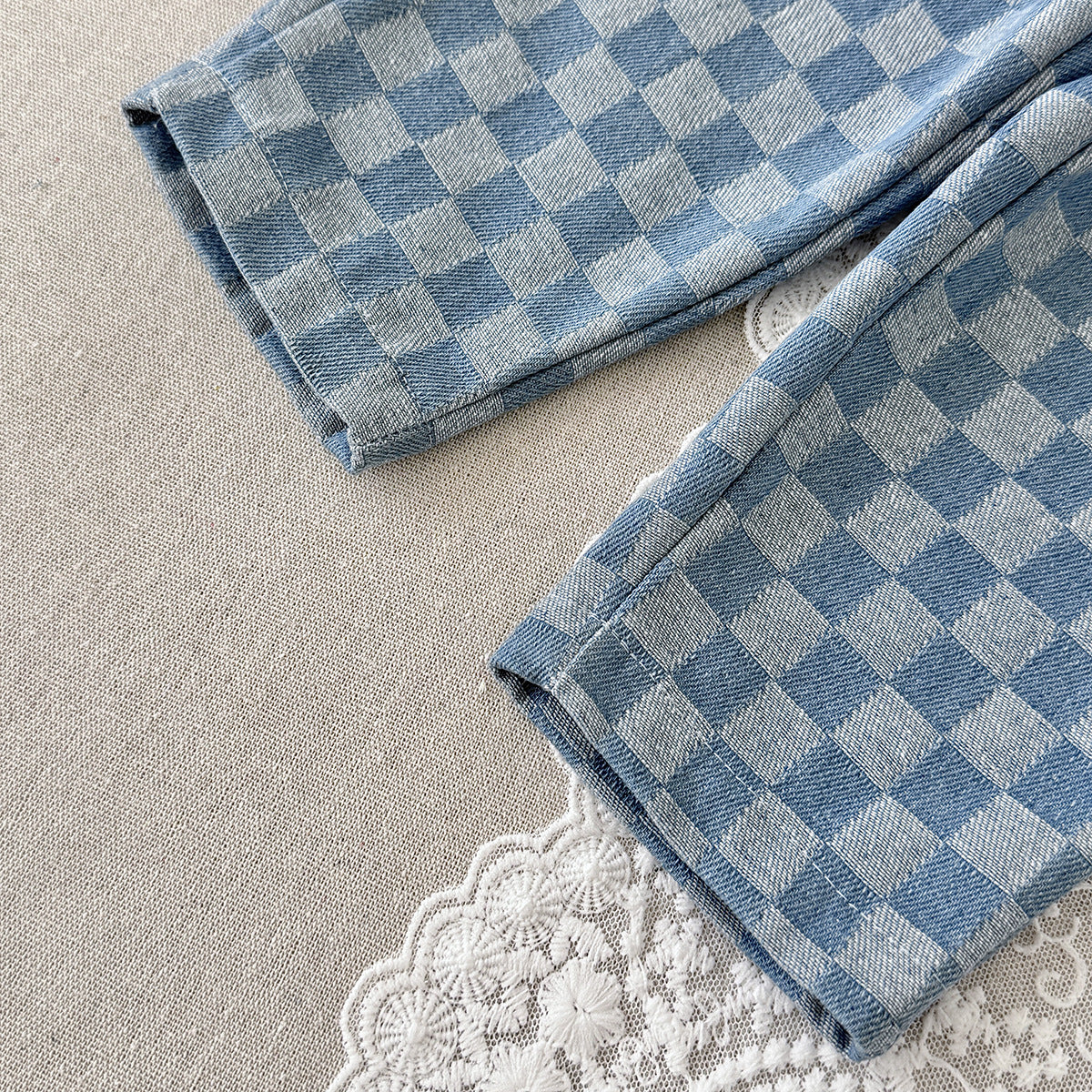 Checkered pants for children's casual pants