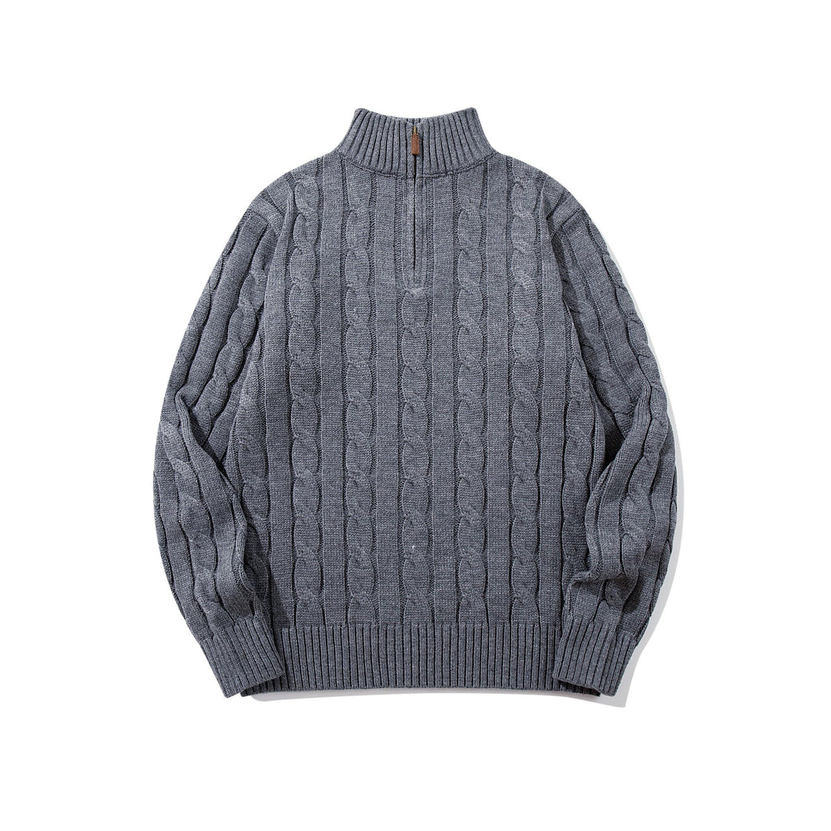 Half-Zip High Neck Cable Knit Sweater