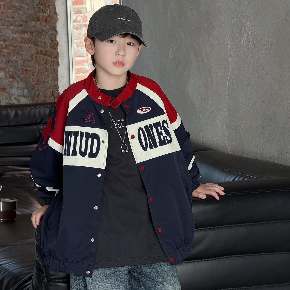 Boys' Vintage  Relaxed Fit Baseball Jacket