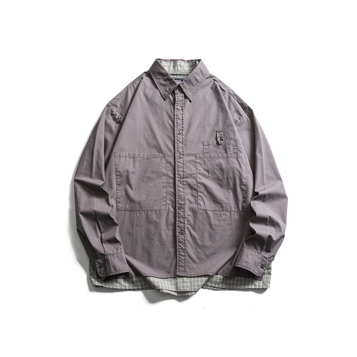 Splicing fake two loose casual workwear long sleeved shirts