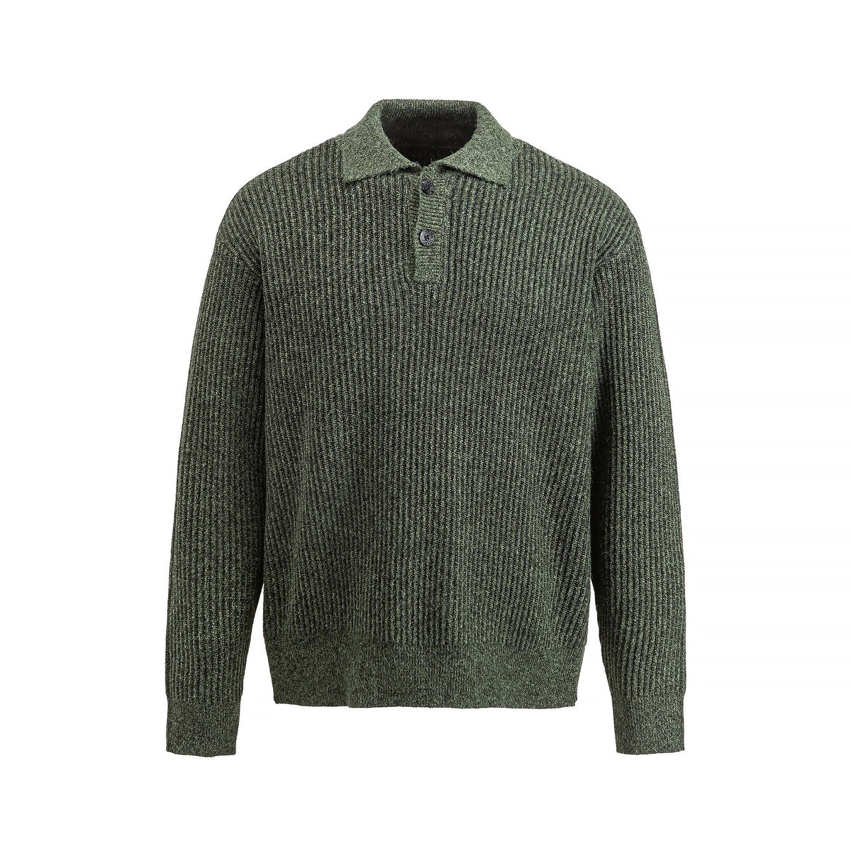 Textured Loose Knit Shirt with Polo Collar