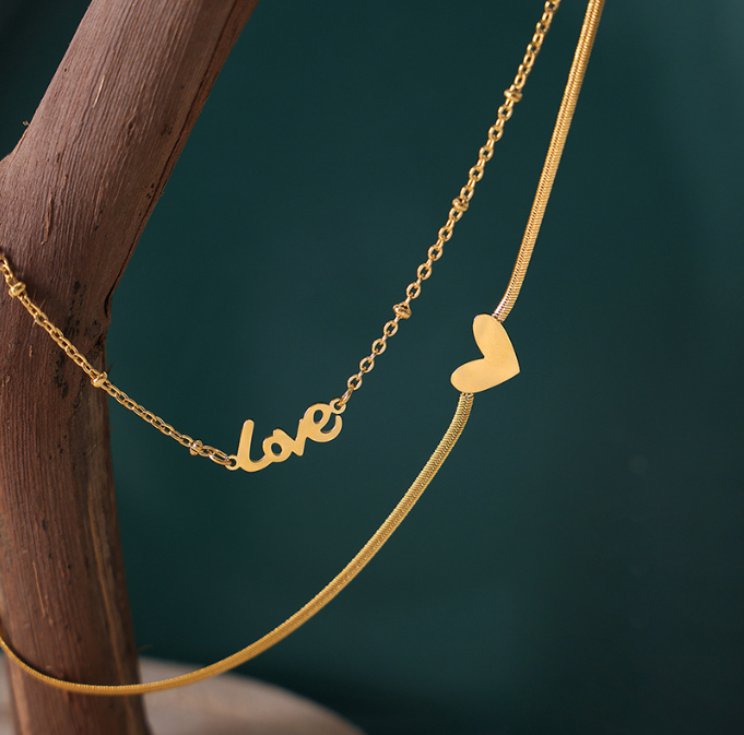Beach Ankle Exposed Summer Footwear Letter Love Pendant Double Layer Ankle Chain