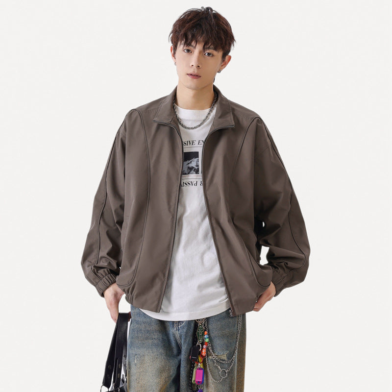 Men's  Casual Minimalist Water-Repellent Stand Collar Loose Bomber Jacket