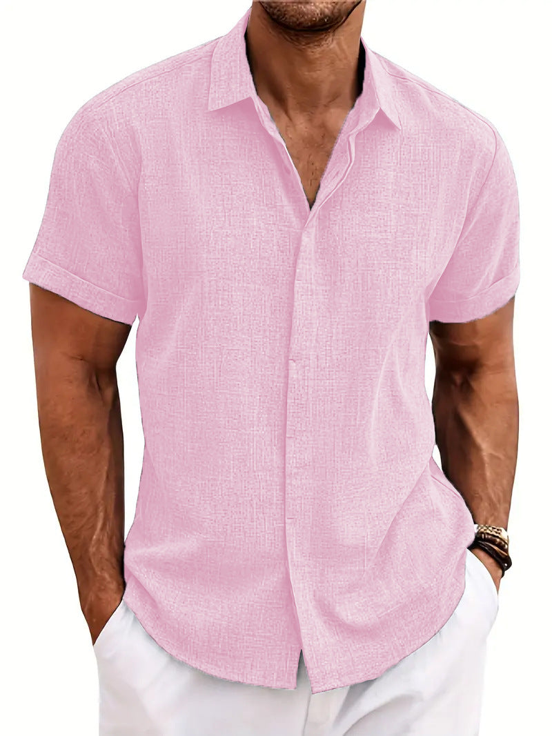 Loose sweatshirt cotton linen shirt beach men's short sleeved shirt
