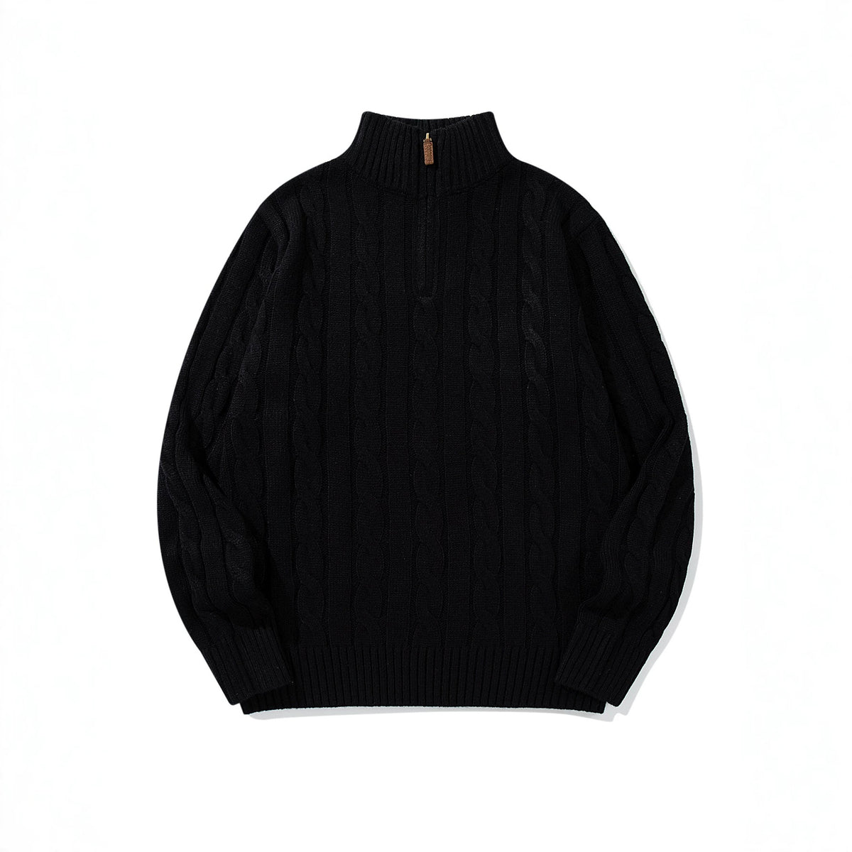 Half-Zip High Neck Cable Knit Sweater