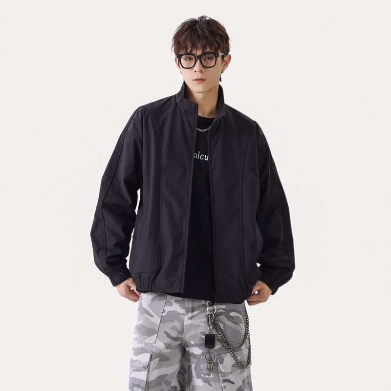 Men's  Casual Minimalist Water-Repellent Stand Collar Loose Bomber Jacket