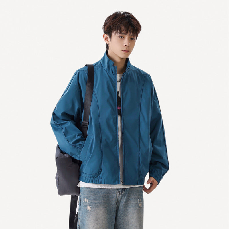 Men's  Casual Minimalist Water-Repellent Stand Collar Loose Bomber Jacket