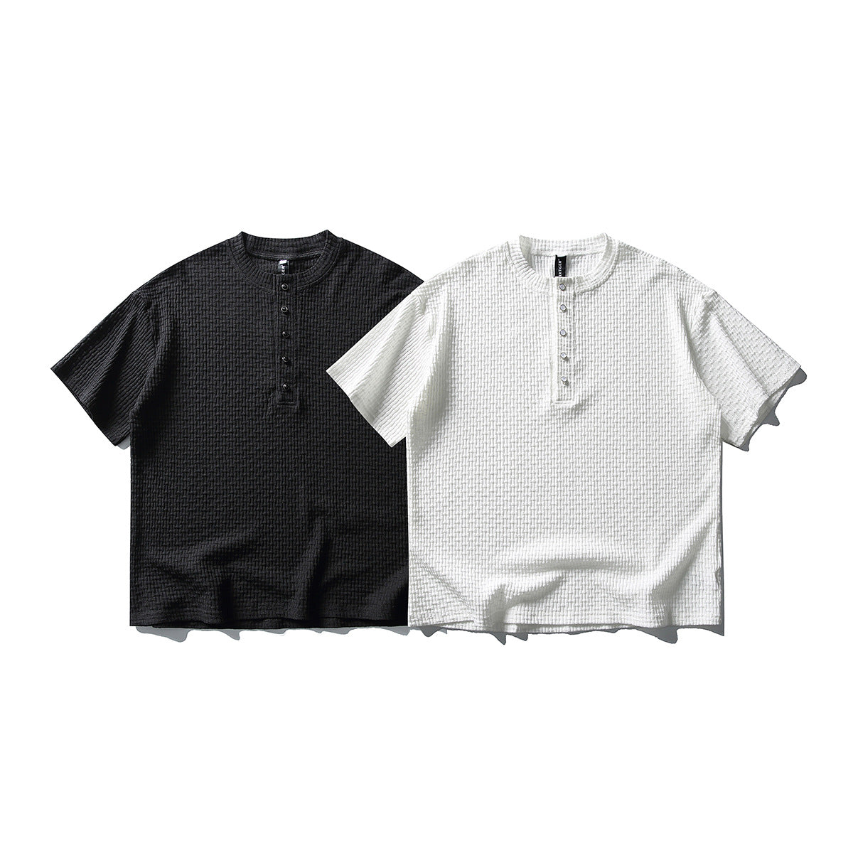 Henley Neck Knit Shirt for Men, Casual Textured Premium Look Short Sleeve