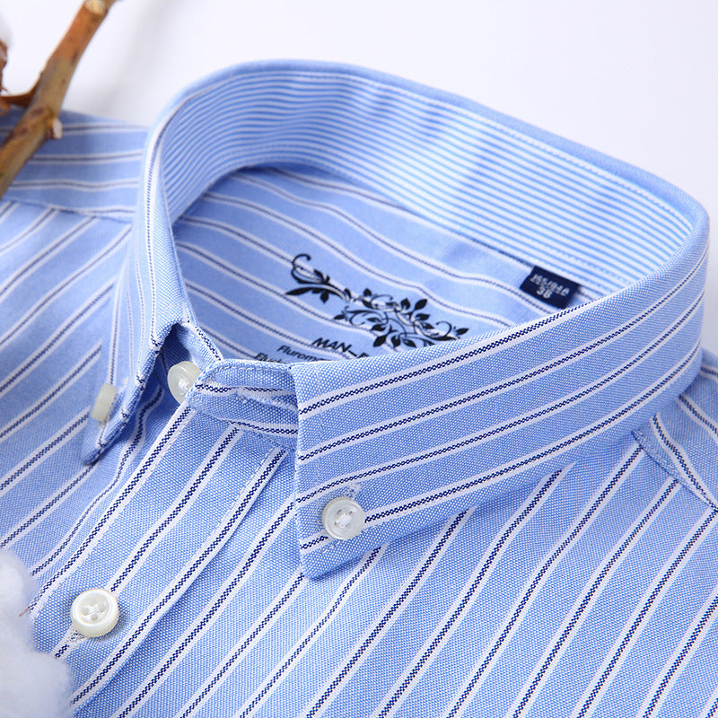 Wrinkle resistant solid color casual long sleeved men's shirt men's top Oxford spun men's Khmer shirt