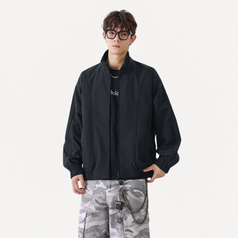 Men's  Casual Minimalist Water-Repellent Stand Collar Loose Bomber Jacket