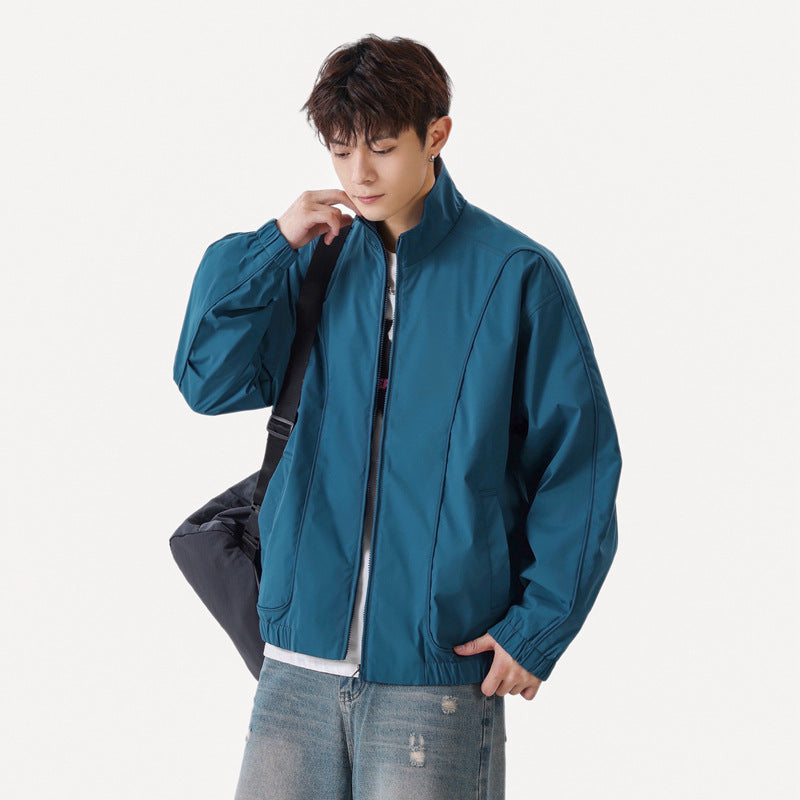 Men's  Casual Minimalist Water-Repellent Stand Collar Loose Bomber Jacket
