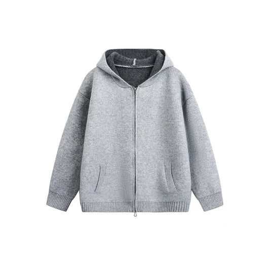 Casual Hooded Zipper Knit Cardigan for Men