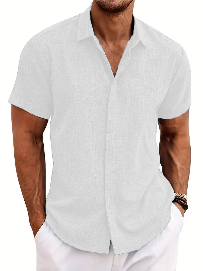 Loose sweatshirt cotton linen shirt beach men's short sleeved shirt